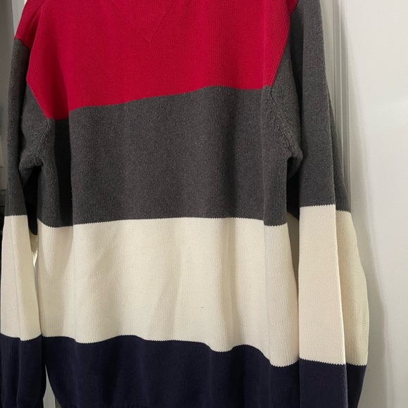 Tommy Hilfiger Y2K Men’s M Colorblock Vintage Sweater Red White Navy Oversized - Picture 4 of 9